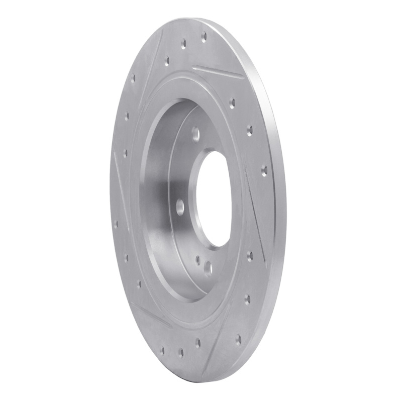 Hyundai Elantra GT Brake Rotor (1) - Rear Right - R1 Concepts - Drilled & Slotted - Silver - `13-`25